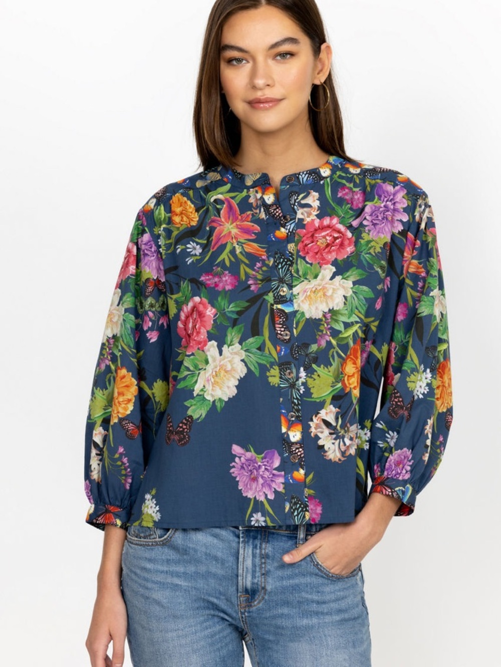 PANYA SHIRRED YOKE BLOUSE